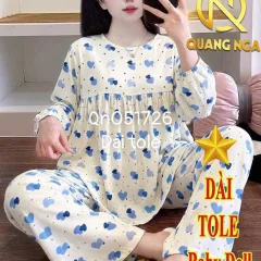 Đồ Bộ nữ tay lỡ mặt nhà quần dài ống suông Qn051726