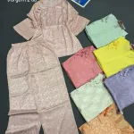 Đồ bộ nữ tay lỡ quần dài gấm 2 da