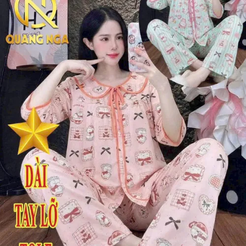 Đồ bộ nữ tay lở quần dài vải tole  QN-1526