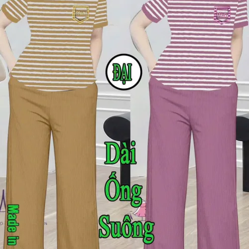 Đồ bộ nữ tay ngắn quần dài ống suông chất thun Xs-101563