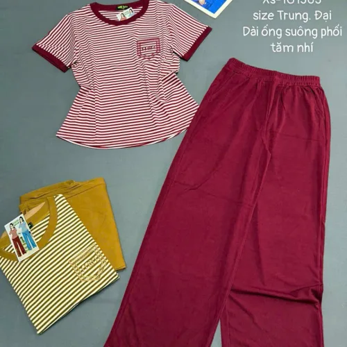 Đồ bộ nữ tay ngắn quần dài ống suông chất thun Xs-101563