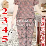 Đồ bộ nữ tay ngắn quần dài trung niên chất xịn nhiều size Hk 4555
