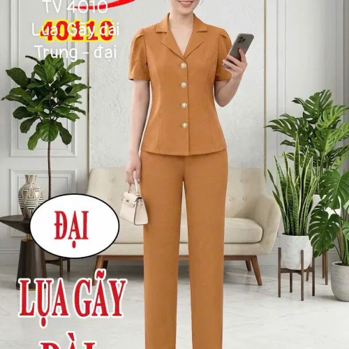 Đồ Bộ Nữ Tay Ngắn Quần Dài TV 4010 Chất Lụa Gãy dài