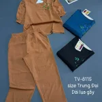 Đồ bộ nữ tay ngắn quần dài vải lụa gãy trung niên TV-8115
