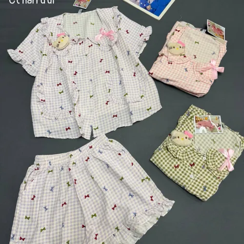 Đồ bộ nữ tay ngăn quần đùi chất cotton hàn đũi Qv9526