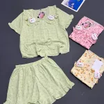 Đồ bộ nữ tay ngắn quần đùi chất cotton hàng không co giãn QV-95026