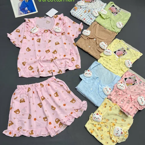Đồ bộ nữ tay ngắn quần đùi chất cotton hàng không co giãn QV-95026