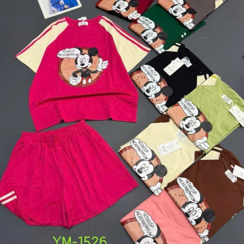 Đồ bộ nữ tay ngắn quần đùi in hình chất cotton xịn YM-1526