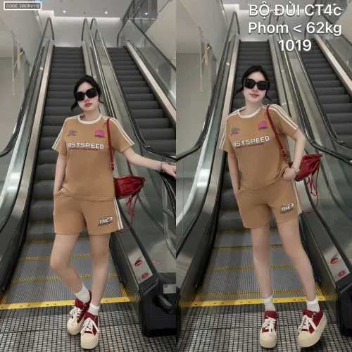 Đồ bộ nữ tay ngắn quần đùi thể thao chất cotton