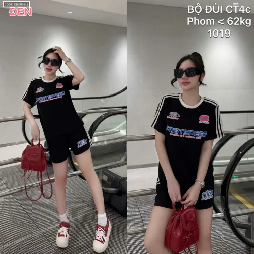 Đồ bộ nữ tay ngắn quần đùi thể thao chất cotton