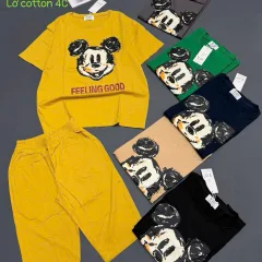 Đồ bộ nữ tay ngắn quần lững in hình Mickey