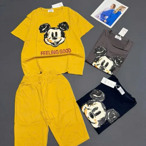 Đồ bộ nữ tay ngắn quần lững in hình Mickey
