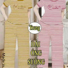 Đồ bộ nữ tay ngắn quần ống suông sọc
