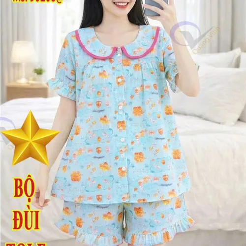 Đồ Bộ Nữ Tay Ngắn Quần Đùi Vải Tole QV 9026