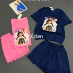 Đồ Bộ Nữ Tay Ngắn Quần Đùi Ym 2028326 Cotton 4 chiều quần lai bèo
