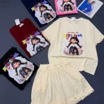 Đồ Bộ Nữ Tay Ngắn Quần Đùi Ym 2028326 Cotton 4 chiều quần lai bèo