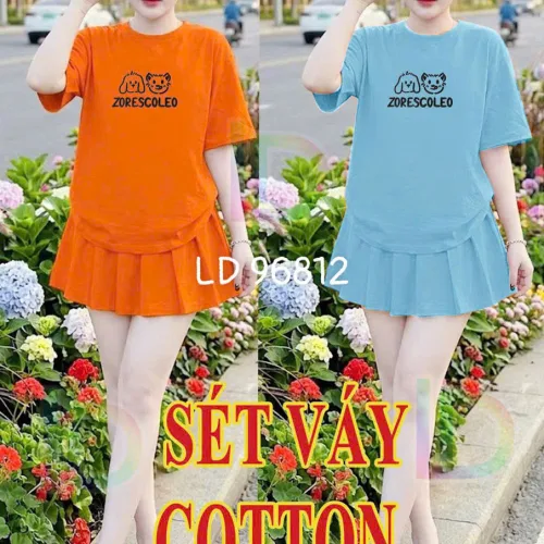 Đồ bộ nữ tay ngắn quần váy LD 96812 thun cotton 4 chiều