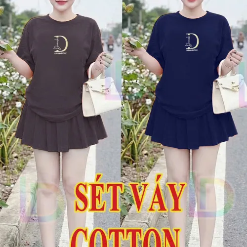 Đồ bộ nữ tay ngắn quần váy LD 96812 thun cotton 4 chiều