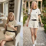 Đồ bộ nữ thể thao quần đùi thêu ngựa