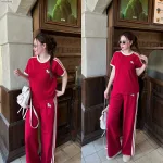 Đồ bộ nữ thể thao tay ngắn quần dài ống rộng KL-45026