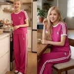 Đồ bộ nữ thể thao tay ngắn quần dài ống rộng KL-45026