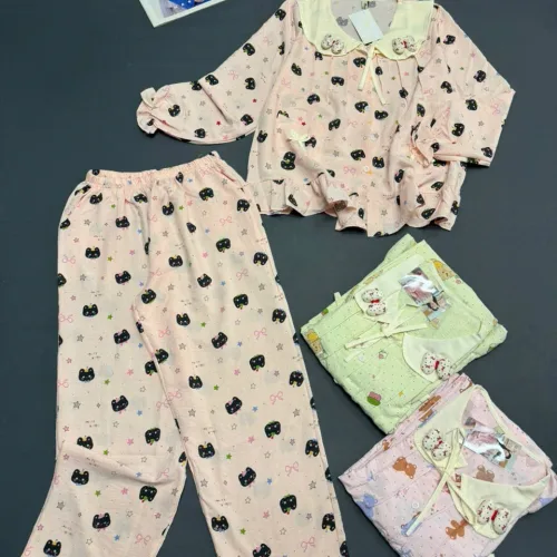 Đồ bộ nữ tiểu thư tay dài cotton hàn không giãn  HT-15236 - 115236