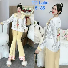 Đồ bộ pijama latin quần dài áo tay dài in hình thú