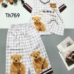 Đồ bộ pijama siêu mát quần lửng áo tay ngắn in hình thú