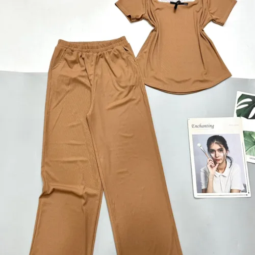 Đồ bộ quần dài áo ngắn cổ vuông ren
