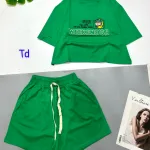 Đồ bộ quần đùi áo croptop cổ tròn in chữ WEEKENDSR