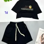 Đồ bộ quần đùi áo croptop cổ tròn in chữ WEEKENDSR