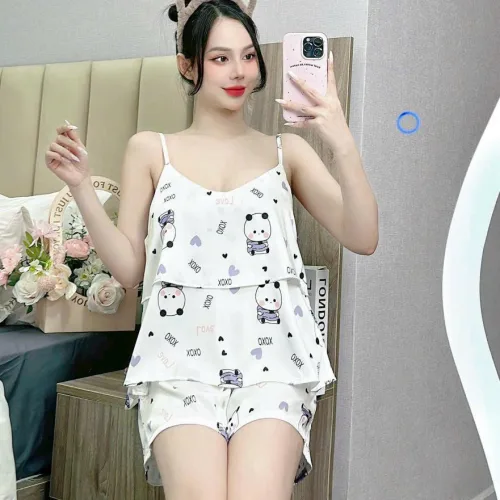Đồ bộ quần đùi  latin áo hai dây 2 tầng