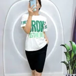 Đồ bộ quần lửng đen áo tay ngắn in nhiều chữ lớn