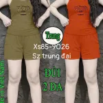 Đồ bộ sát nách quần đùi thêu chữ Xs85-9026