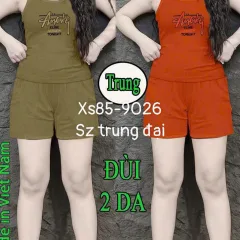 Đồ bộ sát nách quần đùi thêu chữ Xs85-9026