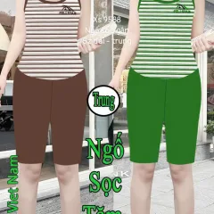 Đồ bộ sát nách quần lững chất thun cotton áo sọc Xs 9588