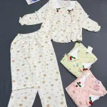 Đồ bộ tay dài quần dài cổ bẻ cotton hàn