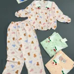 Đồ bộ tay dài quần dài cổ bẻ cotton hàn