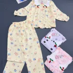 Đồ bộ tay dài quần dài cổ bẻ cotton hàn