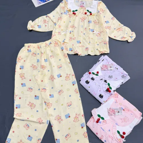 Đồ bộ tay dài quần dài cổ bẻ cotton hàn