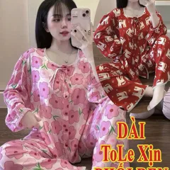 Đồ bộ tay dài quần dài vải tole xin phối ren DD15320