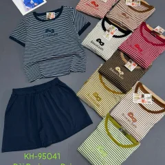 Đồ bộ tay ngắn quần đùi KH-95041 Đùi thun Borip sọc