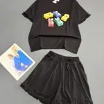 Đồ bộ thun nữ áo tay ngắn quần đùi bèo chất cotton 4 chiều