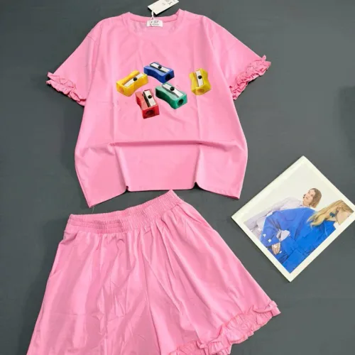 Đồ bộ thun nữ áo tay ngắn quần đùi bèo chất cotton 4 chiều