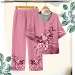 Đồ bộ trung niên chất siêu đẹp quần dài in bông có 3 size