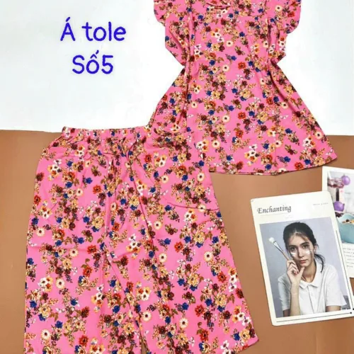 Đồ bộ vải á tole số 5 quần lửng áo sát nách bèo