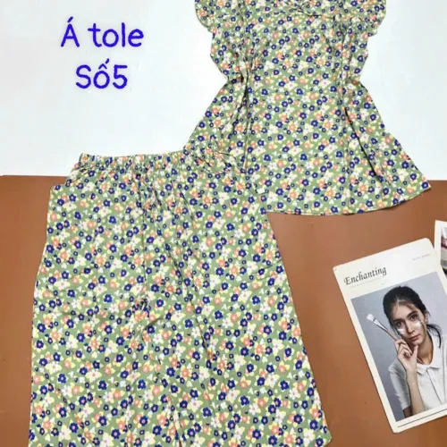 Đồ bộ vải á tole số 5 quần lửng áo sát nách bèo