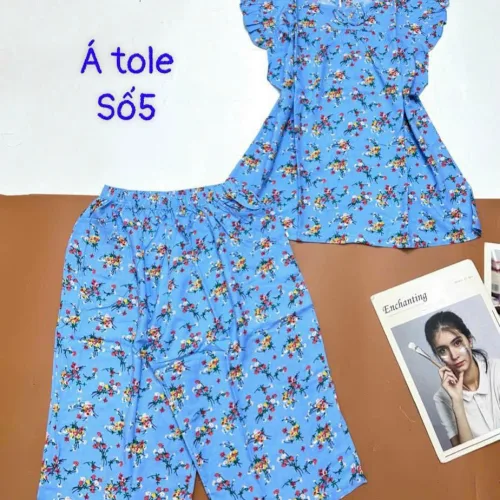 Đồ bộ vải á tole số 5 quần lửng áo sát nách bèo