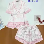 Đồ bộ vải  latin  pijama quần đùi  áo tay ngắn cổ xéo