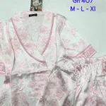 Đồ bộ vải  latin  pijama quần đùi  áo tay ngắn cổ xéo